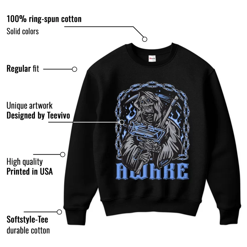 TeeVivo Sweatshirt Match Air Jordan 5 Retro UNC University Blue Awake – Air Jordan 5 Sweatshirt, AJ5 Sweatshirt