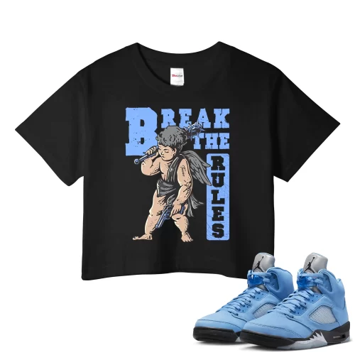 TeeVivo Crop Top Match Air Jordan 5 Retro UNC University Blue Break the rules – Air Jordan 5 Crop Top, AJ5 Crop Top