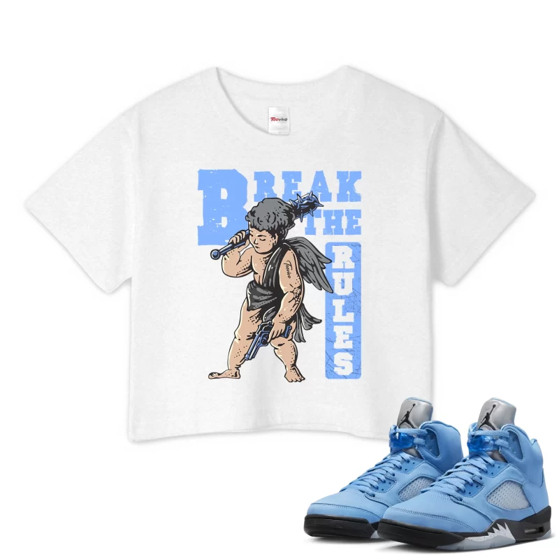 TeeVivo Crop Top Match Air Jordan 5 Retro UNC University Blue Break the rules – Air Jordan 5 Crop Top, AJ5 Crop Top