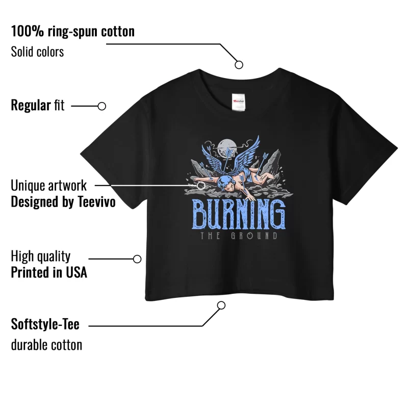TeeVivo Crop Top Match Air Jordan 5 Retro UNC University Blue Burning the ground – Air Jordan 5 Crop Top, AJ5 Crop Top