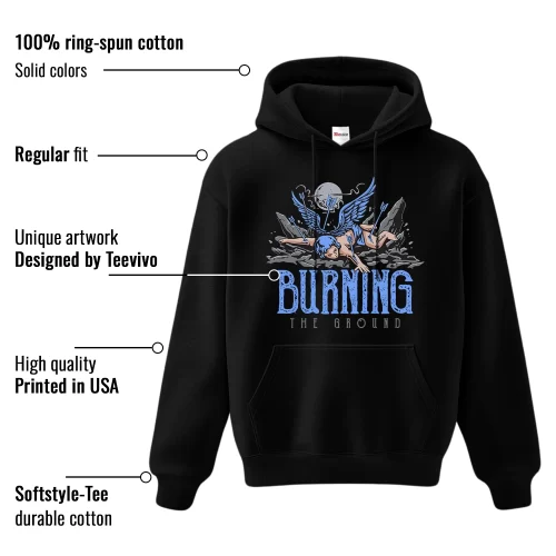 TeeVivo Hoodie Match Air Jordan 5 Retro UNC University Blue Burning the ground – Air Jordan 5 Hoodie, AJ5 Hoodie