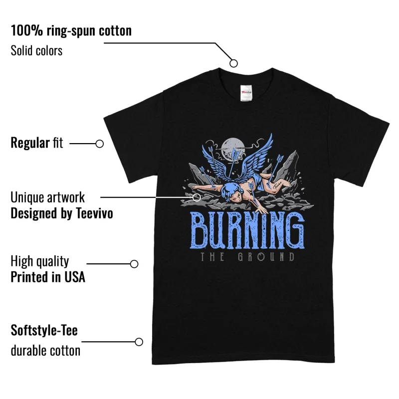 TeeVivo T-Shirt Match Air Jordan 5 Retro UNC University Blue Burning the ground – Air Jordan 5 Shirt, AJ5 Shirt
