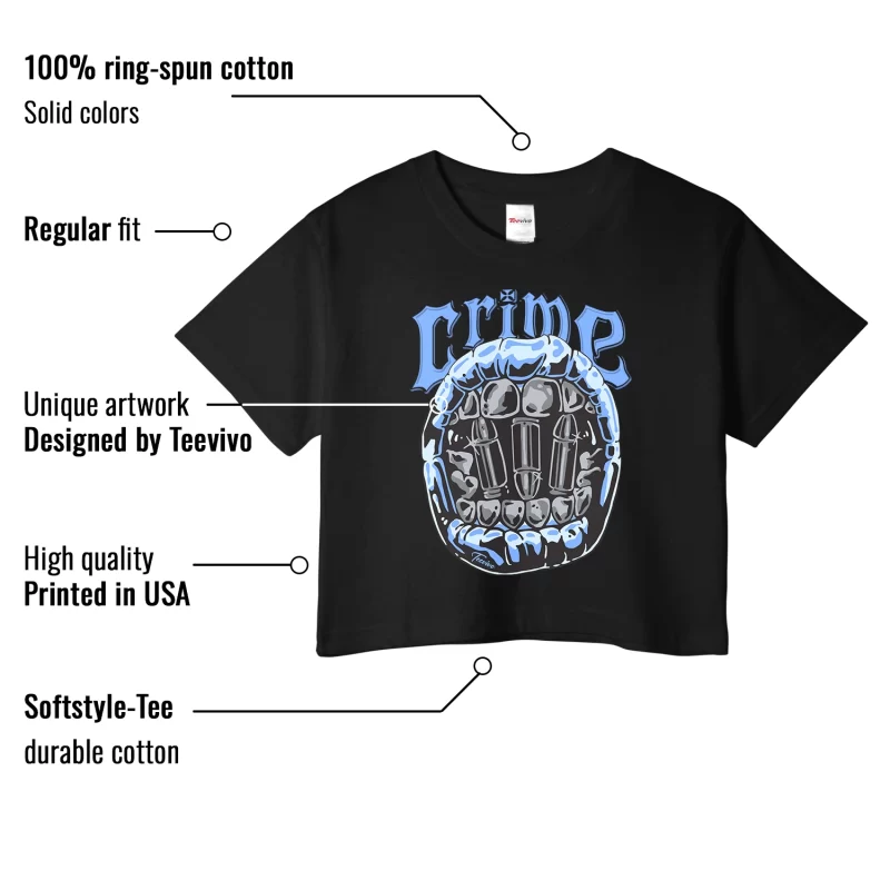 TeeVivo Crop Top Match Air Jordan 5 Retro UNC University Blue Crime – Air Jordan 5 Crop Top, AJ5 Crop Top