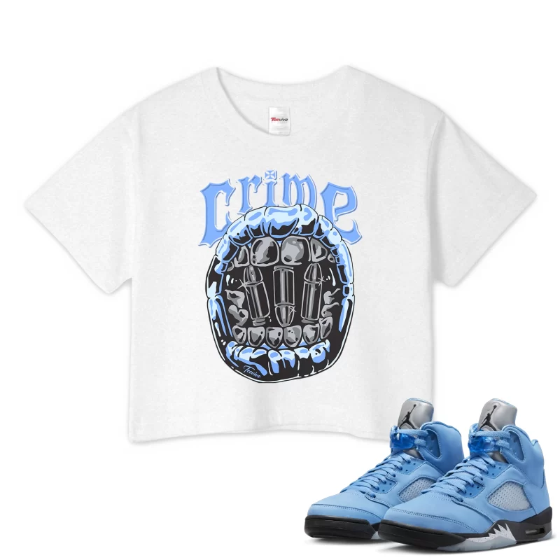TeeVivo Crop Top Match Air Jordan 5 Retro UNC University Blue Crime – Air Jordan 5 Crop Top, AJ5 Crop Top