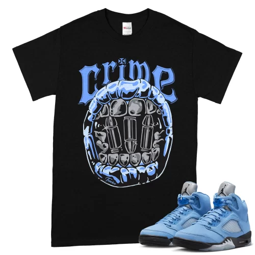 TeeVivo T-Shirt Match Air Jordan 5 Retro UNC University Blue Crime – Air Jordan 5 Shirt, AJ5 Shirt