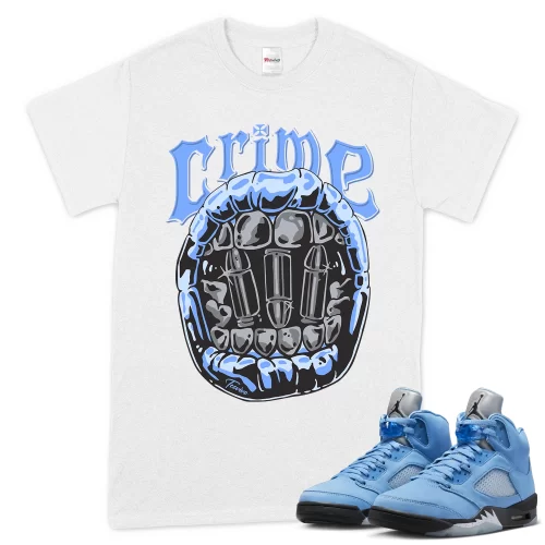 TeeVivo T-Shirt Match Air Jordan 5 Retro UNC University Blue Crime – Air Jordan 5 Shirt, AJ5 Shirt