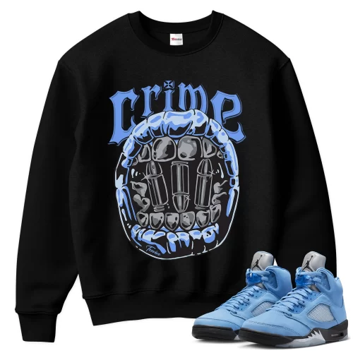 TeeVivo Sweatshirt Match Air Jordan 5 Retro UNC University Blue Crime – Air Jordan 5 Sweatshirt, AJ5 Sweatshirt