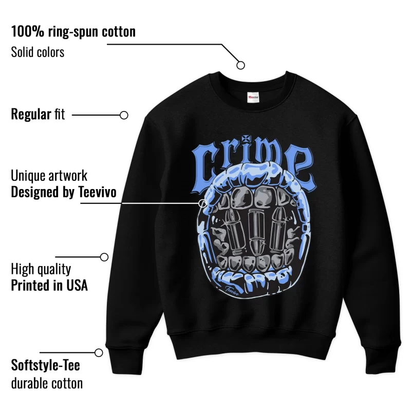 TeeVivo Sweatshirt Match Air Jordan 5 Retro UNC University Blue Crime – Air Jordan 5 Sweatshirt, AJ5 Sweatshirt
