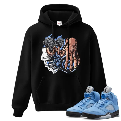 TeeVivo Hoodie Match Air Jordan 5 Retro UNC University Blue Gambling – Air Jordan 5 Hoodie, AJ5 Hoodie