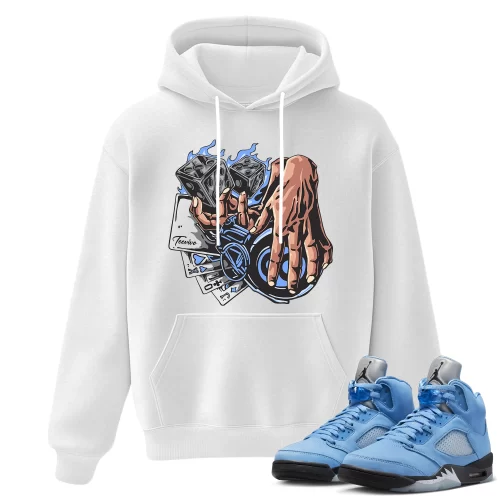 TeeVivo Hoodie Match Air Jordan 5 Retro UNC University Blue Gambling – Air Jordan 5 Hoodie, AJ5 Hoodie