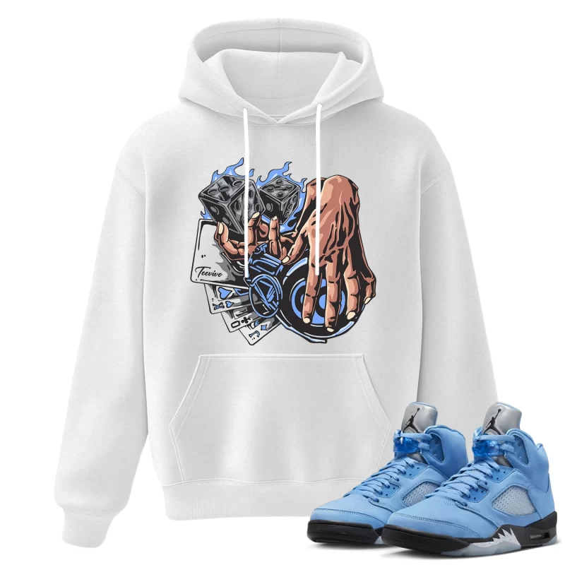TeeVivo Hoodie Match Air Jordan 5 Retro UNC University Blue Gambling – Air Jordan 5 Hoodie, AJ5 Hoodie