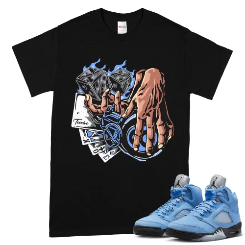 TeeVivo T-Shirt Match Air Jordan 5 Retro UNC University Blue Gambling – Air Jordan 5 Shirt, AJ5 Shirt