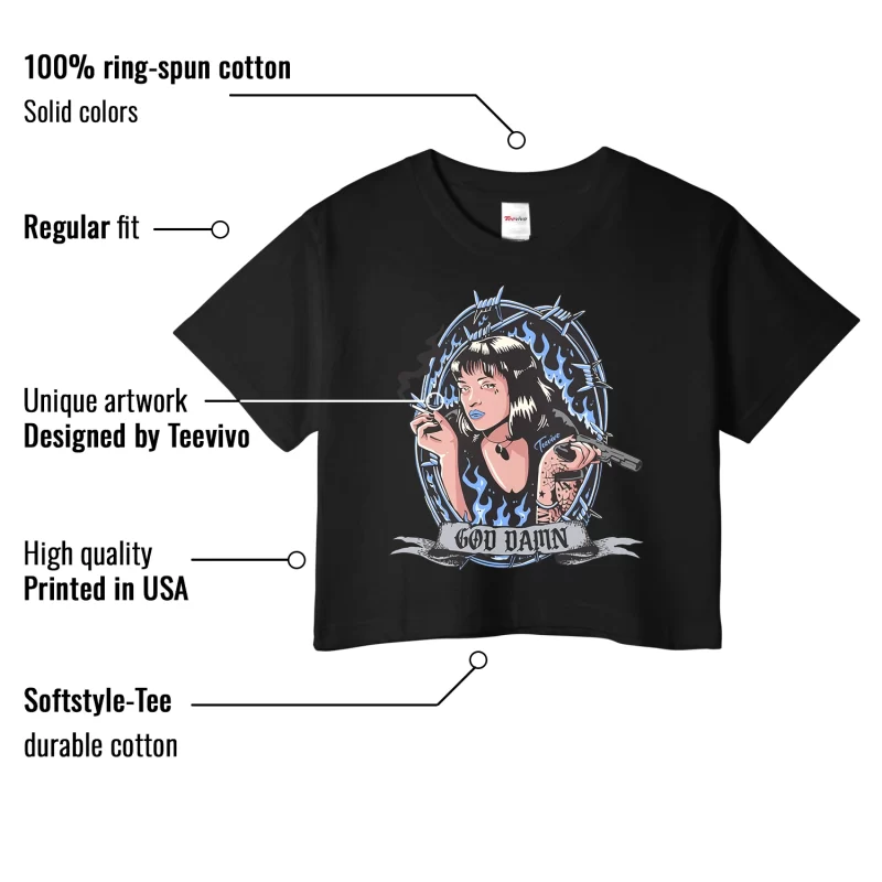 TeeVivo Crop Top Match Air Jordan 5 Retro UNC University Blue God Daaamn – Air Jordan 5 Crop Top, AJ5 Crop Top