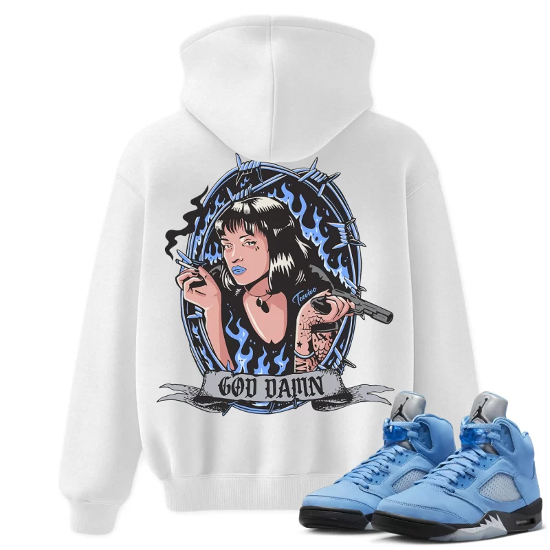 TeeVivo Hoodie Match Air Jordan 5 Retro UNC University Blue God Daaamn – Air Jordan 5 Hoodie, AJ5 Hoodie