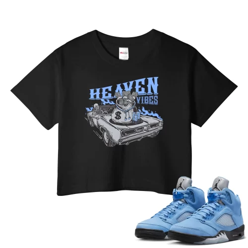 TeeVivo Crop Top Match Air Jordan 5 Retro UNC University Blue Heaven vibes – Air Jordan 5 Crop Top, AJ5 Crop Top