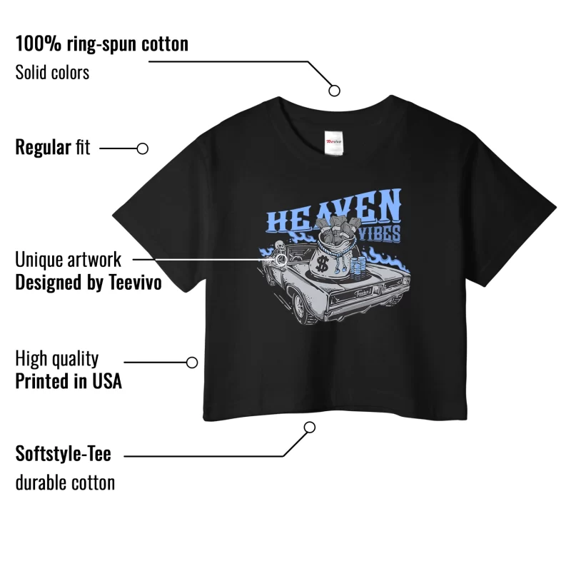 TeeVivo Crop Top Match Air Jordan 5 Retro UNC University Blue Heaven vibes – Air Jordan 5 Crop Top, AJ5 Crop Top