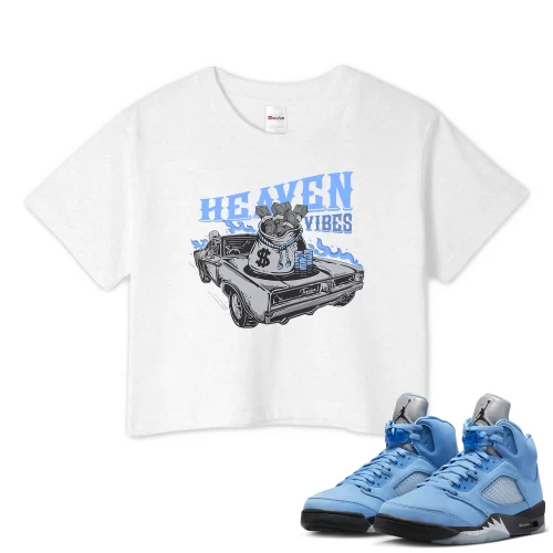 TeeVivo Crop Top Match Air Jordan 5 Retro UNC University Blue Heaven vibes – Air Jordan 5 Crop Top, AJ5 Crop Top