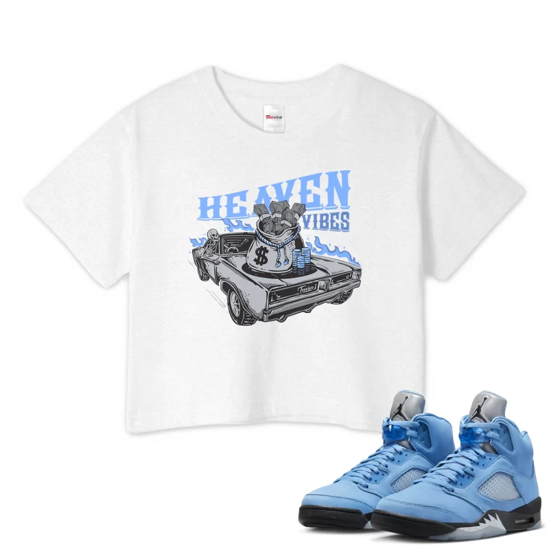TeeVivo Crop Top Match Air Jordan 5 Retro UNC University Blue Heaven vibes – Air Jordan 5 Crop Top, AJ5 Crop Top