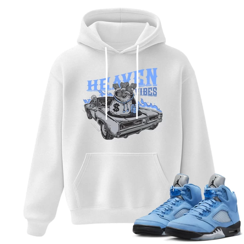 TeeVivo Hoodie Match Air Jordan 5 Retro UNC University Blue Heaven vibes – Air Jordan 5 Hoodie, AJ5 Hoodie