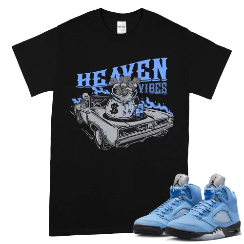 TeeVivo T-Shirt Match Air Jordan 5 Retro UNC University Blue Heaven vibes – Air Jordan 5 Shirt, AJ5 Shirt