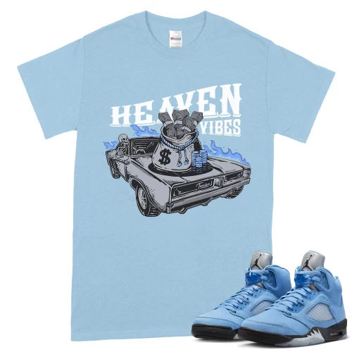 TeeVivo T-Shirt Match Air Jordan 5 Retro UNC University Blue Heaven vibes – Air Jordan 5 Shirt, AJ5 Shirt
