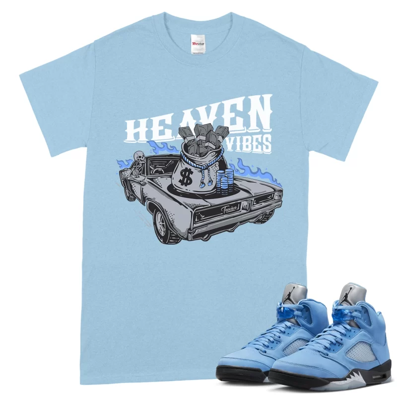TeeVivo T-Shirt Match Air Jordan 5 Retro UNC University Blue Heaven vibes – Air Jordan 5 Shirt, AJ5 Shirt