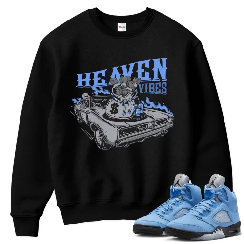 TeeVivo Sweatshirt Match Air Jordan 5 Retro UNC University Blue Heaven vibes – Air Jordan 5 Sweatshirt, AJ5 Sweatshirt