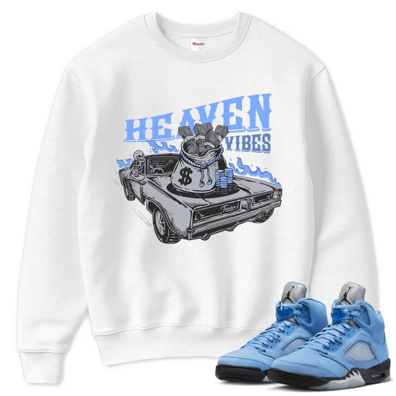 TeeVivo Sweatshirt Match Air Jordan 5 Retro UNC University Blue Heaven vibes – Air Jordan 5 Sweatshirt, AJ5 Sweatshirt