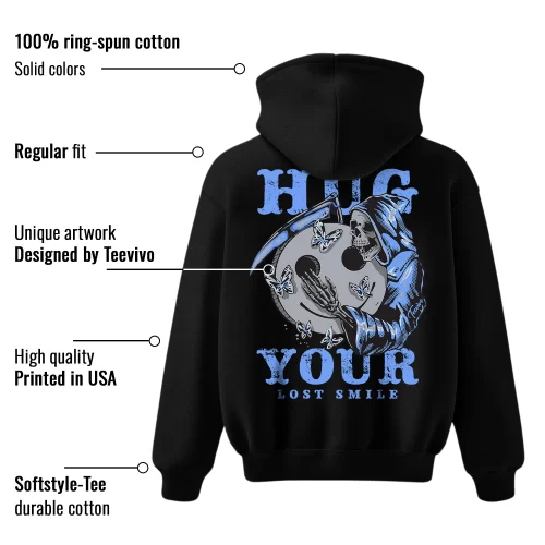 TeeVivo Hoodie Match Air Jordan 5 Retro UNC University Blue Hug your lost smile – Air Jordan 5 Hoodie, AJ5 Hoodie