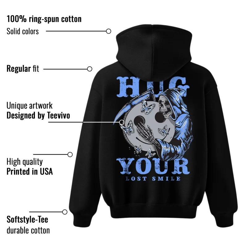 TeeVivo Hoodie Match Air Jordan 5 Retro UNC University Blue Hug your lost smile – Air Jordan 5 Hoodie, AJ5 Hoodie