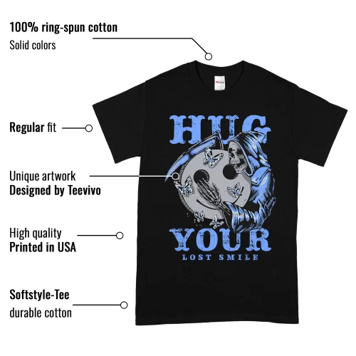 TeeVivo T-Shirt Match Air Jordan 5 Retro UNC University Blue Hug your lost smile – Air Jordan 5 Shirt, AJ5 Shirt