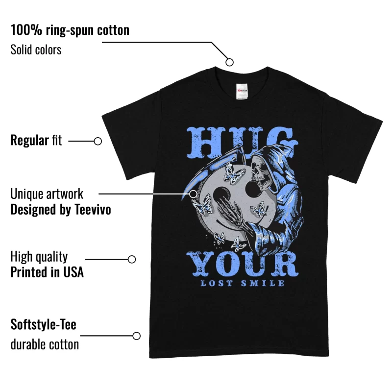 TeeVivo T-Shirt Match Air Jordan 5 Retro UNC University Blue Hug your lost smile – Air Jordan 5 Shirt, AJ5 Shirt