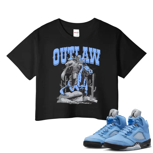 TeeVivo Crop Top Match Air Jordan 5 Retro UNC University Blue Outlaw – Air Jordan 5 Crop Top, AJ5 Crop Top
