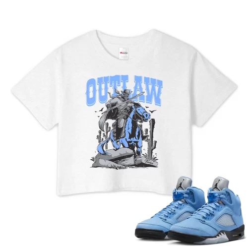 TeeVivo Crop Top Match Air Jordan 5 Retro UNC University Blue Outlaw – Air Jordan 5 Crop Top, AJ5 Crop Top