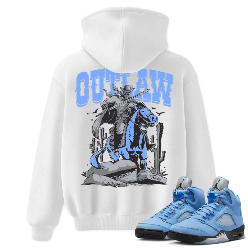 TeeVivo Hoodie Match Air Jordan 5 Retro UNC University Blue Outlaw – Air Jordan 5 Hoodie, AJ5 Hoodie