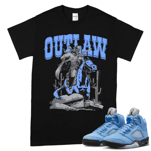 TeeVivo T-Shirt Match Air Jordan 5 Retro UNC University Blue Outlaw – Air Jordan 5 Shirt, AJ5 Shirt