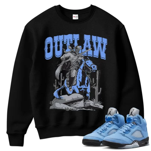 TeeVivo Sweatshirt Match Air Jordan 5 Retro UNC University Blue Outlaw – Air Jordan 5 Sweatshirt, AJ5 Sweatshirt