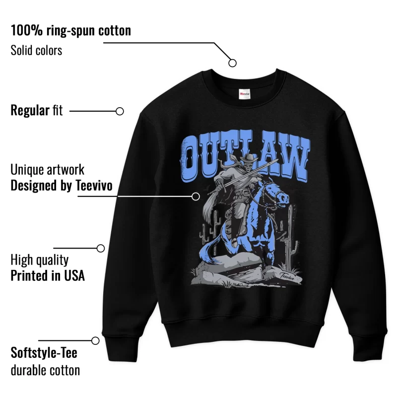 TeeVivo Sweatshirt Match Air Jordan 5 Retro UNC University Blue Outlaw – Air Jordan 5 Sweatshirt, AJ5 Sweatshirt