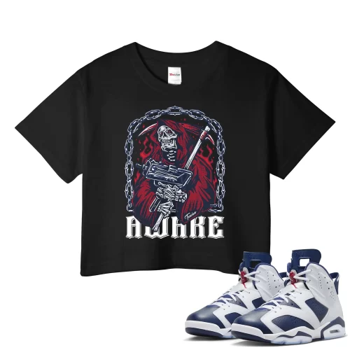 TeeVivo Crop Top Match Air Jordan 6 Retro Olympic Awake – Air Jordan 6 Crop Top, AJ6 Crop Top