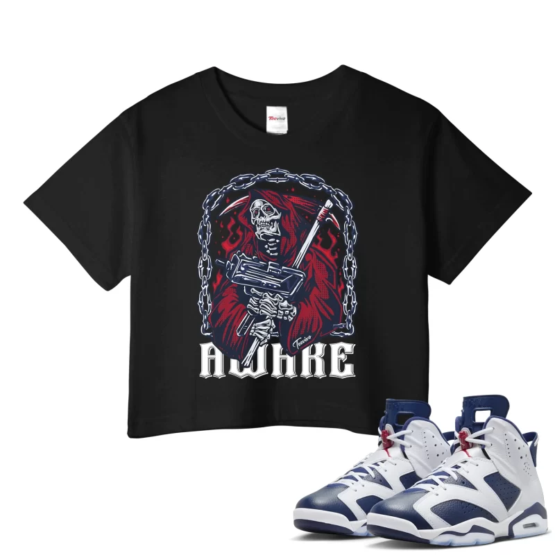 TeeVivo Crop Top Match Air Jordan 6 Retro Olympic Awake – Air Jordan 6 Crop Top, AJ6 Crop Top