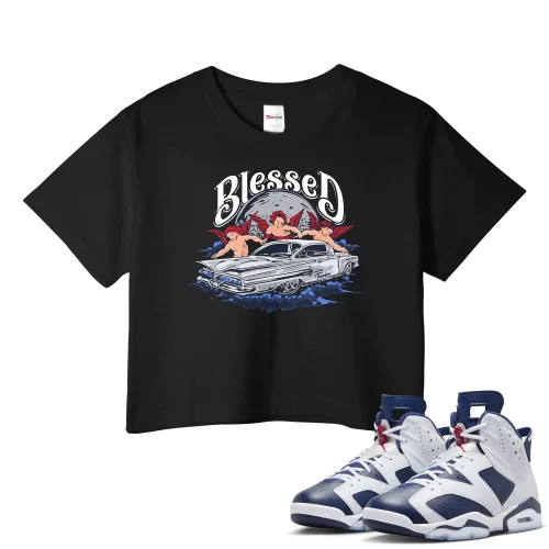 TeeVivo Crop Top Match Air Jordan 6 Retro Olympic Blessed – Air Jordan 6 Crop Top, AJ6 Crop Top