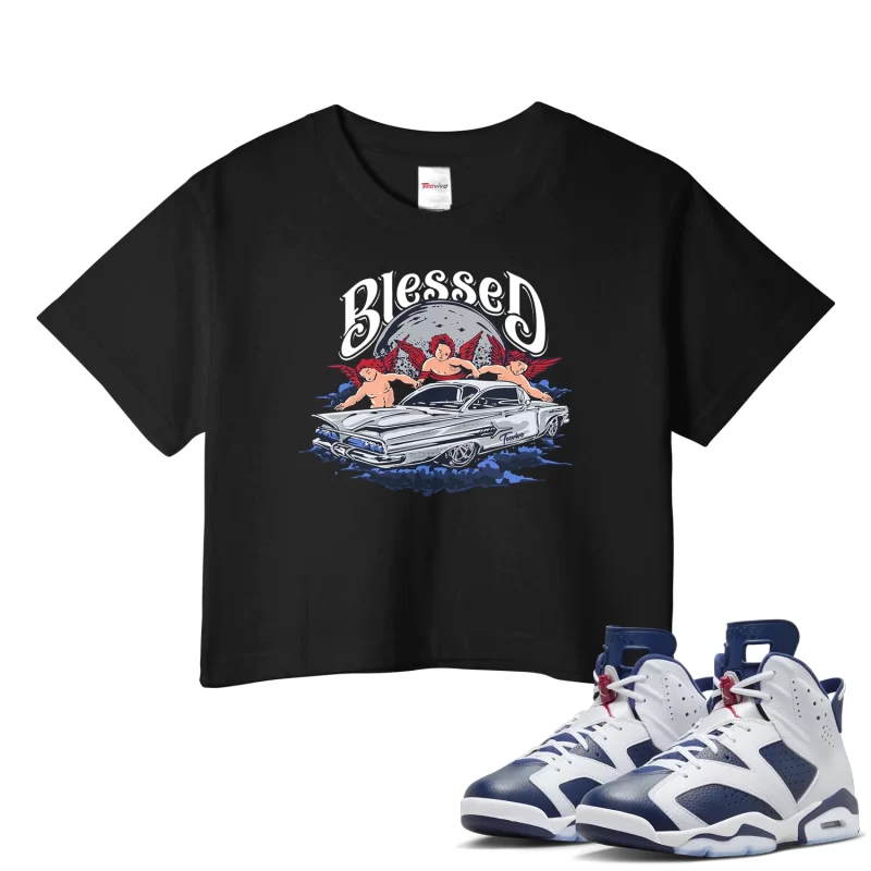 TeeVivo Crop Top Match Air Jordan 6 Retro Olympic Blessed – Air Jordan 6 Crop Top, AJ6 Crop Top