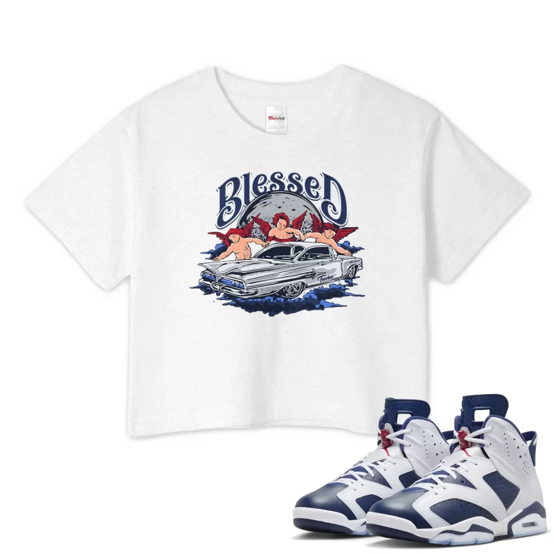TeeVivo Crop Top Match Air Jordan 6 Retro Olympic Blessed – Air Jordan 6 Crop Top, AJ6 Crop Top
