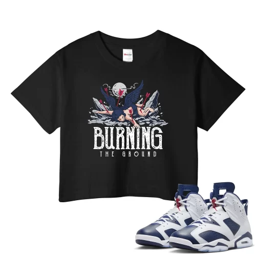 TeeVivo Crop Top Match Air Jordan 6 Retro Olympic Burning the ground – Air Jordan 6 Crop Top, AJ6 Crop Top