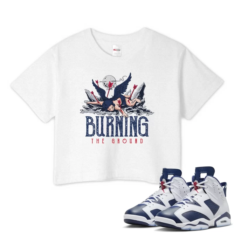 TeeVivo Crop Top Match Air Jordan 6 Retro Olympic Burning the ground – Air Jordan 6 Crop Top, AJ6 Crop Top