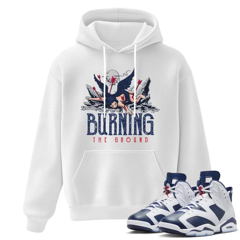TeeVivo Hoodie Match Air Jordan 6 Retro Olympic Burning the ground – Air Jordan 6 Hoodie, AJ6 Hoodie