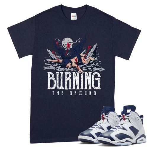 TeeVivo T-Shirt Match Air Jordan 6 Retro Olympic Burning the ground – Air Jordan 6 Shirt, AJ6 Shirt