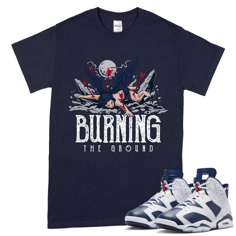 TeeVivo T-Shirt Match Air Jordan 6 Retro Olympic Burning the ground – Air Jordan 6 Shirt, AJ6 Shirt
