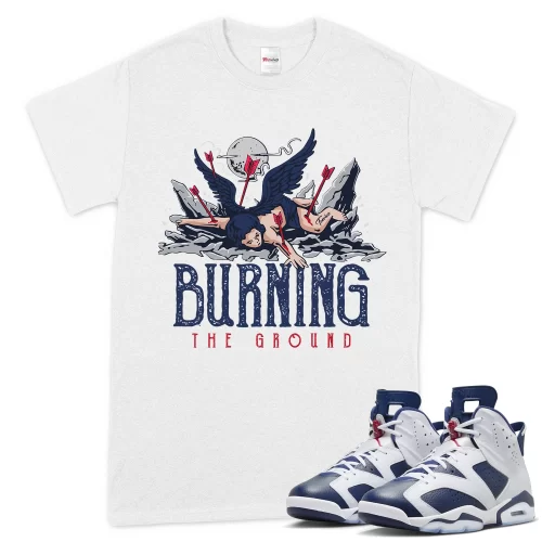 TeeVivo T-Shirt Match Air Jordan 6 Retro Olympic Burning the ground – Air Jordan 6 Shirt, AJ6 Shirt