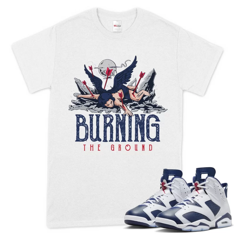 TeeVivo T-Shirt Match Air Jordan 6 Retro Olympic Burning the ground – Air Jordan 6 Shirt, AJ6 Shirt